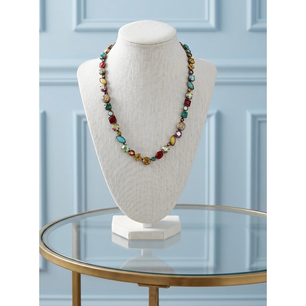 VTG Sorrelli Crystal Tennis Necklace• Signed Antique Brass Gift for Her/yourself